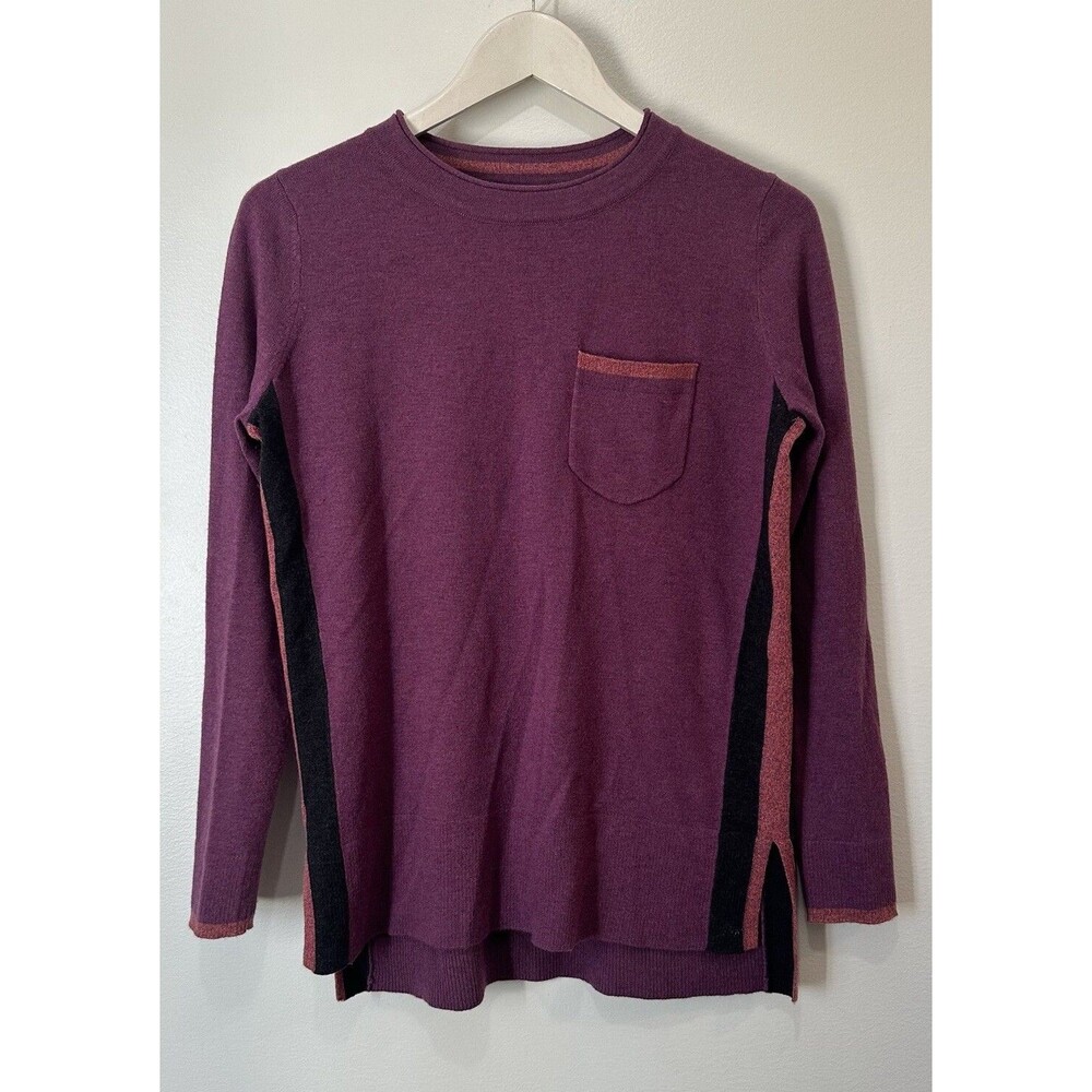 Smartwool Crewneck Pullover Sweater Base layer Striped/pockets Womens Medium
